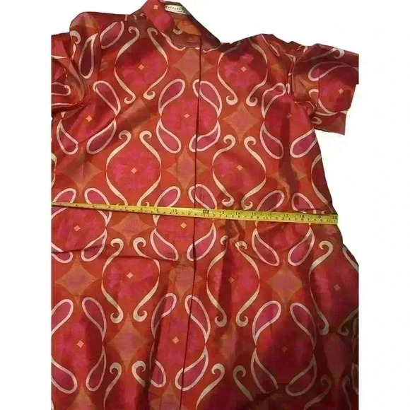 WAYWARD FANCIES -Paisley Tile Print Dupioni Shift Shirt Dress. maxi flared - Picture 6 of 7